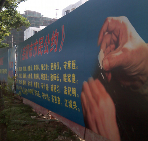 管好"的内容的一幅幅文明城市宣传广告标语出现在龍鳯佳苑工地围墙上